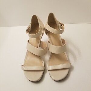 Nine West Ivory, Beige Leather Strappy Heels  size 7